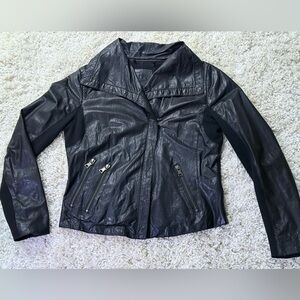 Banana Republic Black Moto Leather Jacket Sz S